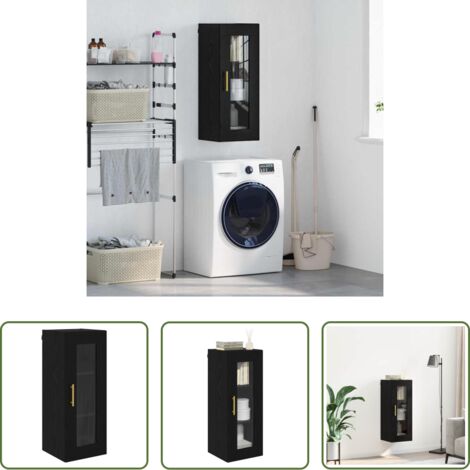 vidaXL Armadio moderno -  Pensile Rovere Nero 34,5 x 34 x 90 cm