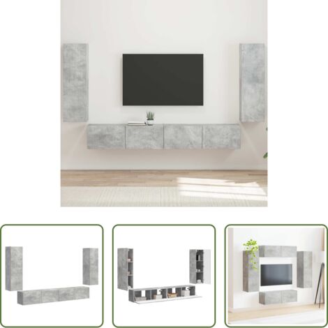 vidaXL Armadio moderno -  Set di Mobiletto da TV a Parete 4 pcs Grigio cemento