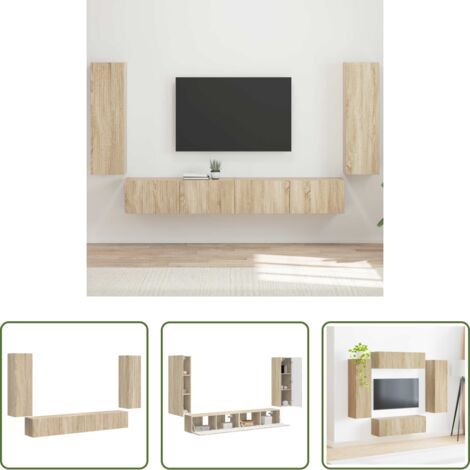 vidaXL Armadio moderno -  Set di Mobiletto da TV a Parete 4 pcs Rovere Sonoma