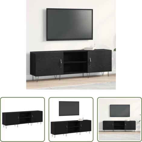 vidaXL Armadio moderno -  Set mobile TV Rovere Nero 150 x 30 x 50 cm Legno multistrato