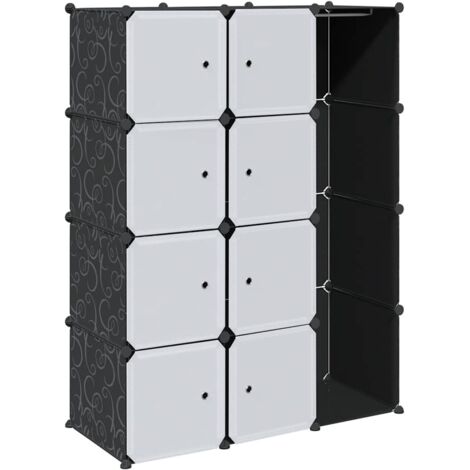 vidaXL Armadio Modulare con 9 Scomparti 109x36,5x143 cm Nero e Bianco