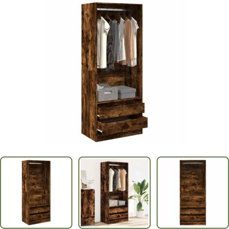 vidaXL Armadio multistrato -  Armadio Rovere Fumo 80x50x200 cm in Legno Multistrato