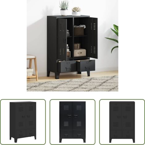 vidaXL Armadio nero -  Armadio in Metallo in Stile Industriale 67x35x107 cm Nero