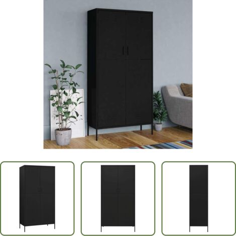 vidaXL Armadio nero -  Armadio Nero 90x50x180 cm in Acciaio