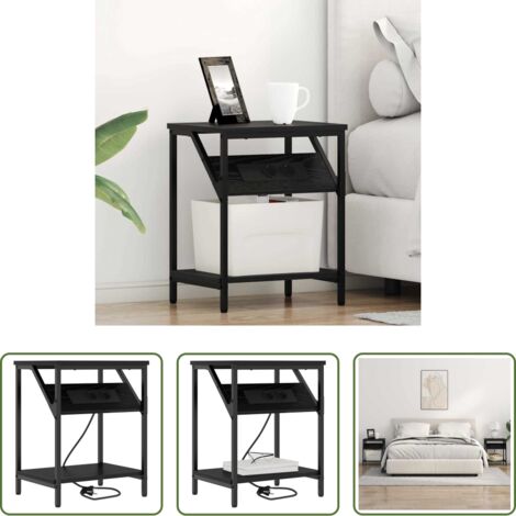 vidaXL Armadio notte in legno - Armadio da Notte Rovere Nero 38 x 30 x 48 cm Legno multistrato