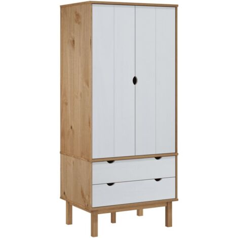 vidaXL Armadio OTTA Marrone e Bianco 76,5x53x172 cm in Legno di Pino