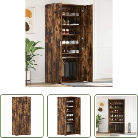 vidaXL Armadio per calzature -  Mobile per scarpe con lo scaffale Rovere fumé 80 x 39 x 178 cm