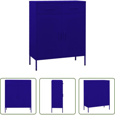 vidaXL Armadio per casa -  Armadietto Blu Marino 80x35x101,5 cm in Acciaio