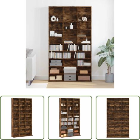 vidaXL Armadio per dvd -  Mobile Porta CD Rovere Fumo 102x23x177,5 cm Legno Multistrato