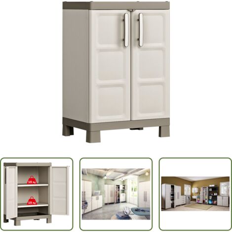 vidaXL Armadio per garage - Keter Armadietto Basso Excellence Beige e Talpa 97 cm