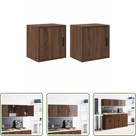 vidaXL Armadio per garage -  Pensili per Garage 2 pz Rovere Marrone in Legno Multistrato