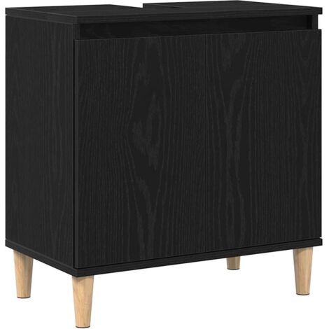 vidaXL Armadio per Lavabo da Bagno Rovere Nero 58 x 33 x 60 cm