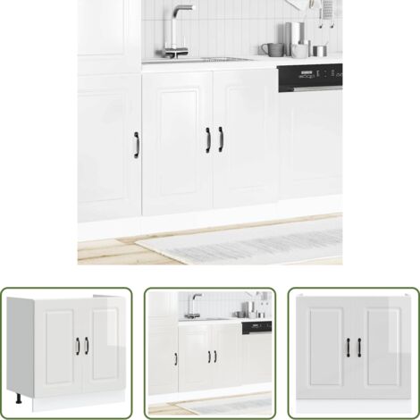 vidaXL Armadio per lavello -  Mobile base lavello Kalmar Bianco Lucido 80x46x81,5 cm