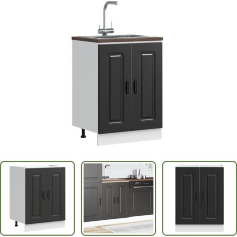 vidaXL Armadio per lavello -  Mobile base lavello Kalmar Nero 60x46x81,5 cm in Truciolato