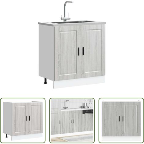vidaXL Armadio per lavello -  Mobile base lavello Porto Grigio Sonoma 80x46x81,5cm Truciolato