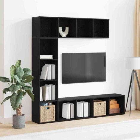 vidaXL Armadio per Libri 3 pcs Rovere Nero 36 x 30 x 143 cm