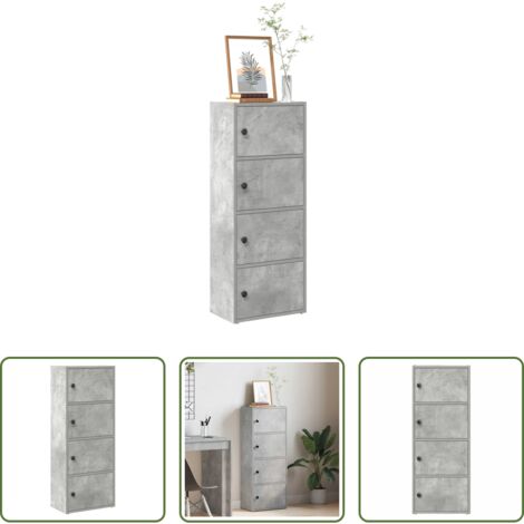 vidaXL Armadio per libri -  Libreria Grigio Cemento 40x24x102 cm in Legno Multistrato