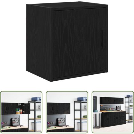 vidaXL Armadio per officina -  Pensile per Garage Nero in Legno Multistrato