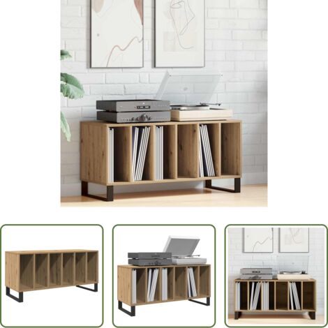 vidaXL Armadio per oggetti decorativi -  Mobile porta vinili rovere artigianale 100 x 38 x 48 cm