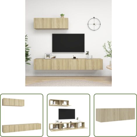 vidaXL Armadio per oggetti -  Mobili Porta TV 3 pz Rovere Sonoma in Legno Multistrato