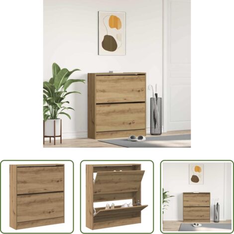 vidaXL Armadio per scarpe in legno -  Mobile per scarpe con lo scaffale Rovere fumé 80 x 21 x 87,5 cm