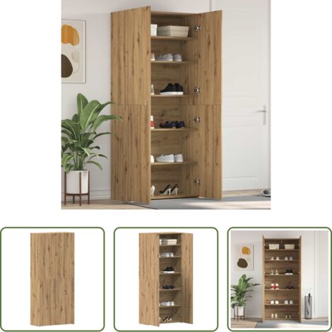 vidaXL Armadio per scarpe in legno -  Mobile per scarpe Marrone 80 x 35.5 x 180 cm Legno multistrato