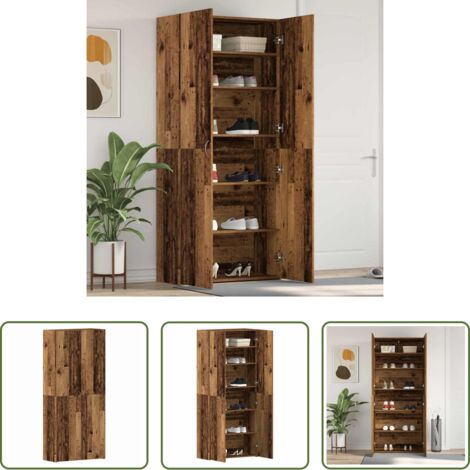 vidaXL Armadio per scarpe in legno -  Mobile per scarpe Marrone 80 x 35.5 x 180 cm Legno multistrato