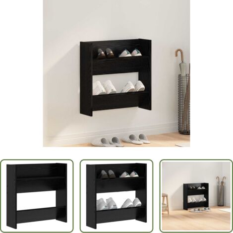 vidaXL Armadio per scarpe in legno -  Mobile per scarpe Rovere Nero 60 x 18 x 60 cm Legno multistrato