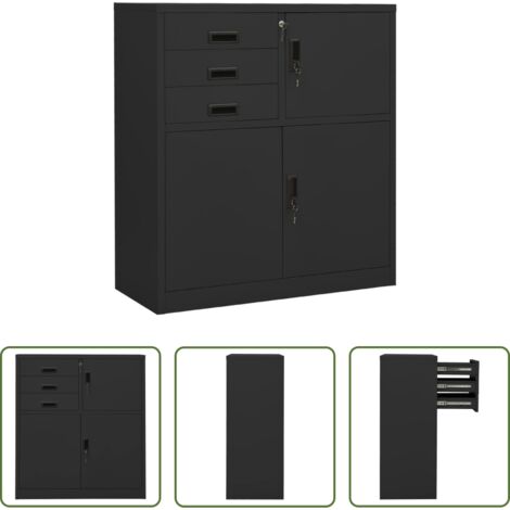 vidaXL Armadio per ufficio antracite -  Armadio per Ufficio Antracite 90x40x102 cm in Acciaio