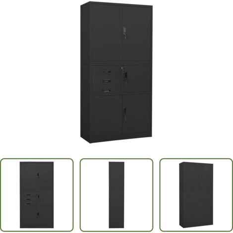 vidaXL Armadio per ufficio antracite -  Armadio per Ufficio Antracite 90x40x180 cm in Acciaio