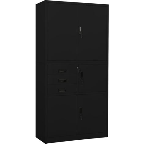 vidaXL Armadio per Ufficio Nero 90x40x180 cm in Acciaio