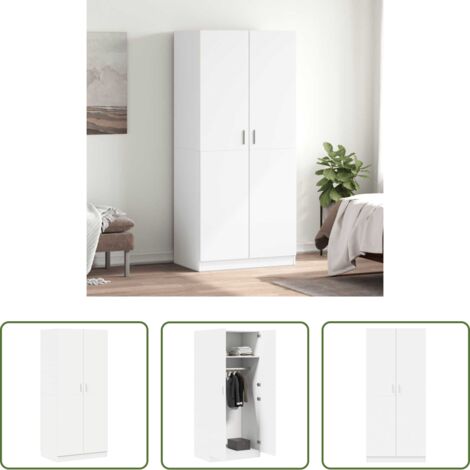 vidaXL Armadio per vestiti -  Armadio Bianco 80x52x180 cm in Legno Multistrato