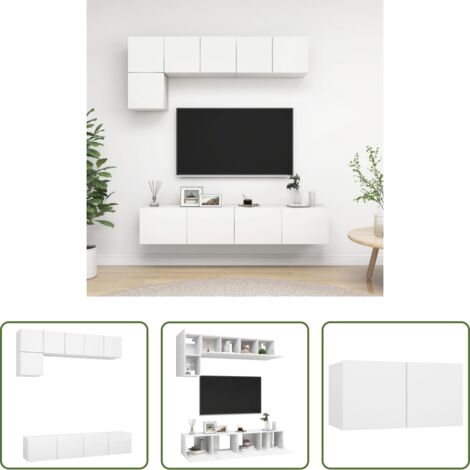 vidaXL Armadio porta TV -  Set di Mobili Porta TV 5 pz Bianco in Legno Multistrato