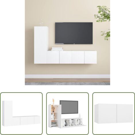 vidaXL Armadio porta TV -  Set Mobili Porta TV 3 pz Bianco in Legno Multistrato