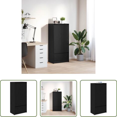 vidaXL Armadio rovere nero -  Armadio con Cassetto Rovere Nero 55,5x34x119,5 cm in Truciolato