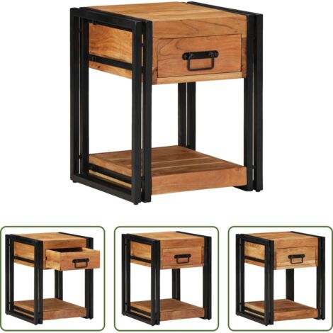 vidaXL Armadio rustico -  Armadio da Notte con cassetto 2 pcs Marrone 40 x 40 x 50 cm
