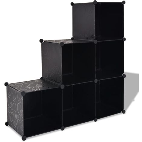 vidaXL Armadio Salvaspazio a Cubo con 6 Scomparti Nero