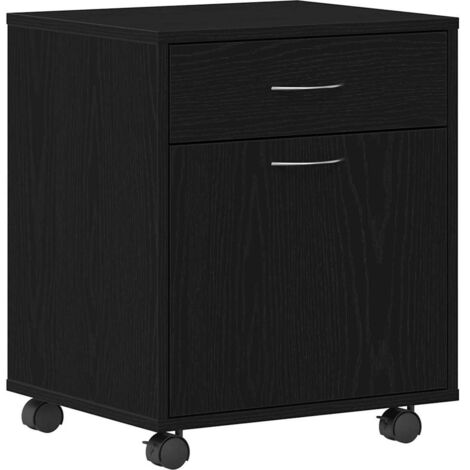 vidaXL Armadio su ruote Rovere nero 45 x 38 x 54 cm Legno multistrato