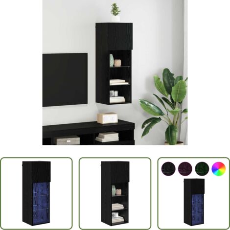 vidaXL Armadio tv in legno -  Mobile TV da Parete Rovere Nero 30,5 x 30 x 90 cm