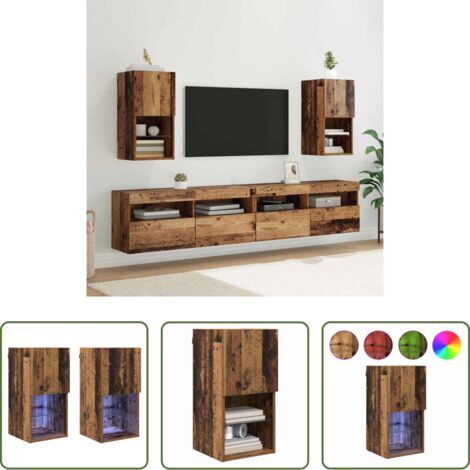 vidaXL Armadio tv in legno -  Mobiletti TV a parete 2 pcs Legno vecchio 30,5 x 30 x 60 cm