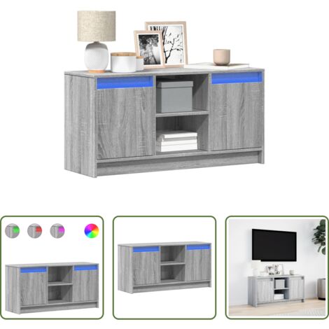 vidaXL Armadio TV -  Mobile Porta TV con LED Grigio Sonoma 100x34x50cm in Truciolato
