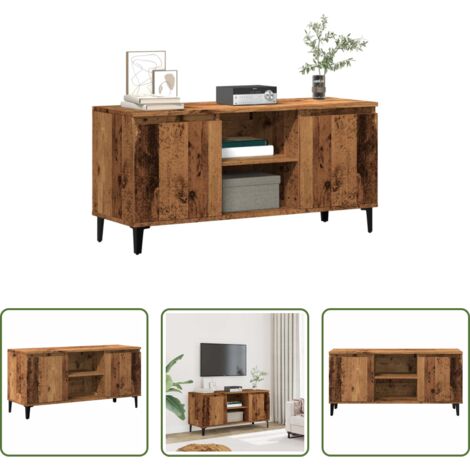 vidaXL Armadio TV -  Mobile Porta TV Legno Antico 102x35x50 cm in Legno Multistrato