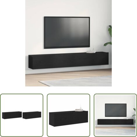 vidaXL Armadio TV -  Mobile TV 2 pcs Nero 100 x 30 x 30 cm Legno multistrato
