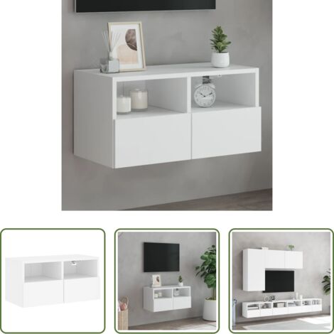 vidaXL Armadio TV -  Mobile TV a Parete Bianco 60x30x30 cm in Legno Multistrato