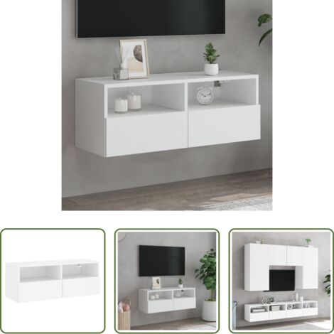 vidaXL Armadio TV -  Mobile TV a Parete Bianco 80x30x30 cm in Legno Multistrato