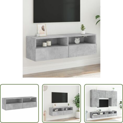 vidaXL Armadio TV -  Mobile TV a Parete Grigio Cemento 100x30x30cm Legno Multistrato