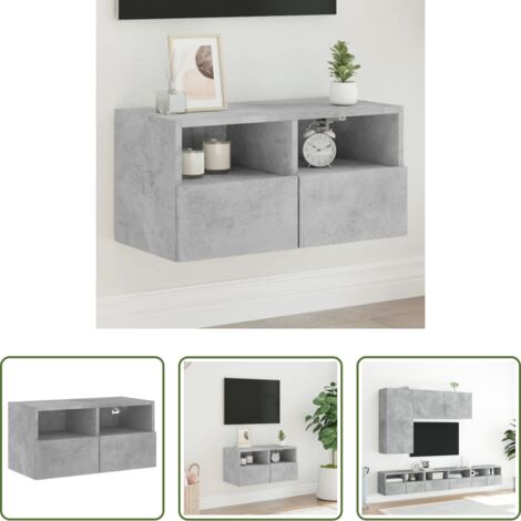 vidaXL Armadio TV -  Mobile TV a Parete Grigio Cemento 60x30x30 cm Legno Multistrato