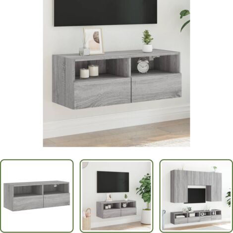 vidaXL Armadio TV -  Mobile TV a Parete Grigio Sonoma 80x30x30 cm Legno Multistrato