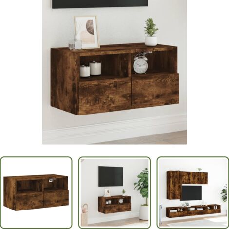 vidaXL Armadio TV -  Mobile TV a Parete Rovere Fumo 60x30x30 cm in Legno Multistrato