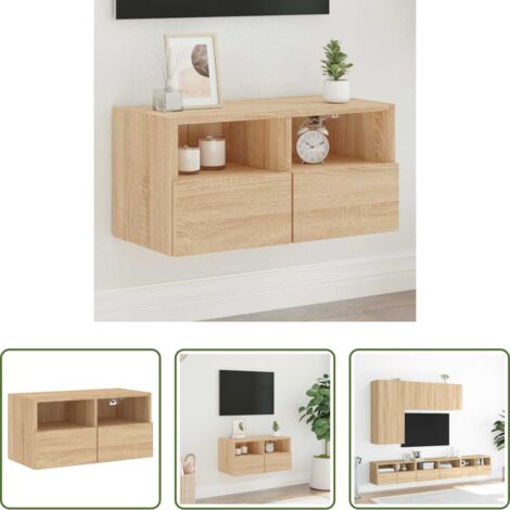 vidaXL Armadio TV -  Mobile TV a Parete Rovere Sonoma 60x30x30 cm Legno Multistrato
